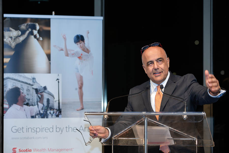 Executive from Scotia Wealth Management presents their \ Get inspired by the Arts \ sponsorship at the National Gallery of Canada in Ottawa.